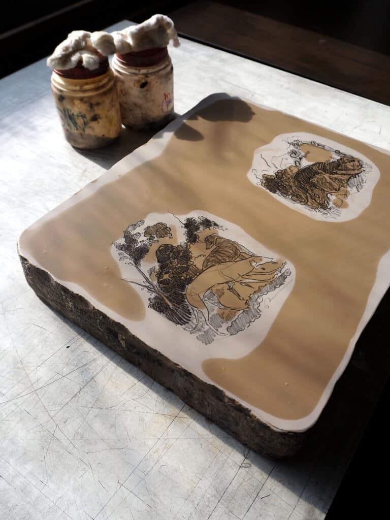 Litho stones being prepped 2024